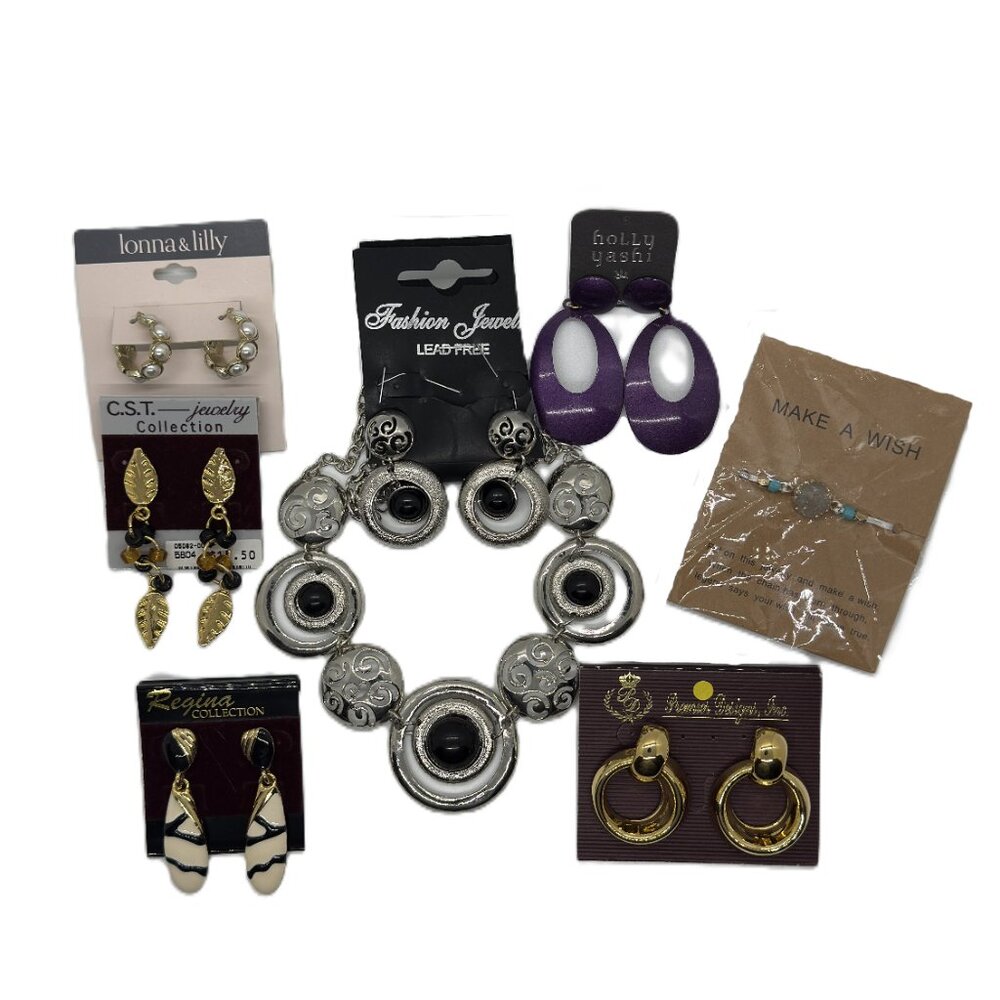 Vintage Cosmetic Jewelry -NWT (Earrings, Necklace, Bracelet)
